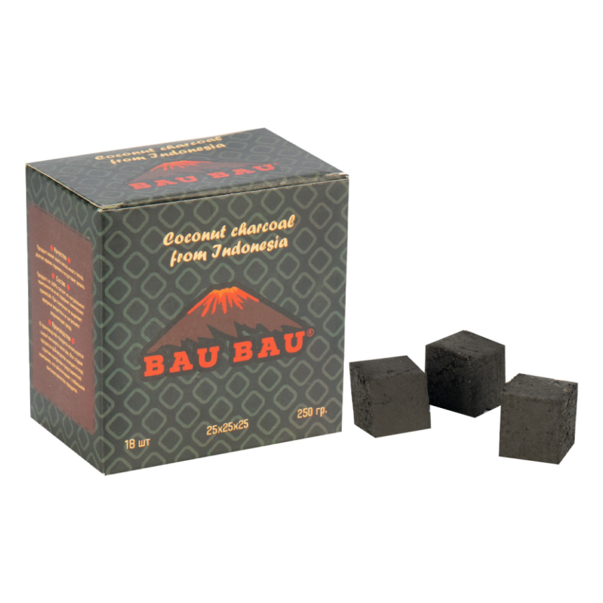 Уголь д/кальяна BAU BAU размер 25 мм, 18 кубика фото 1