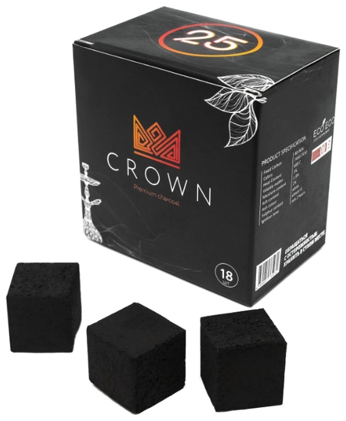 Уголь для кальяна CROWN 25 мм, 18 кубиков фото 2